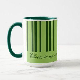 White And Dark Green Stripes Coffee Mug