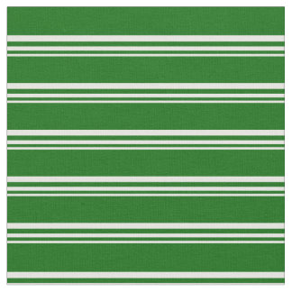 White and Dark Green Stripes Pattern Fabric