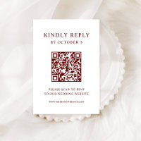White and Dark Red Text | Wedding QR Code