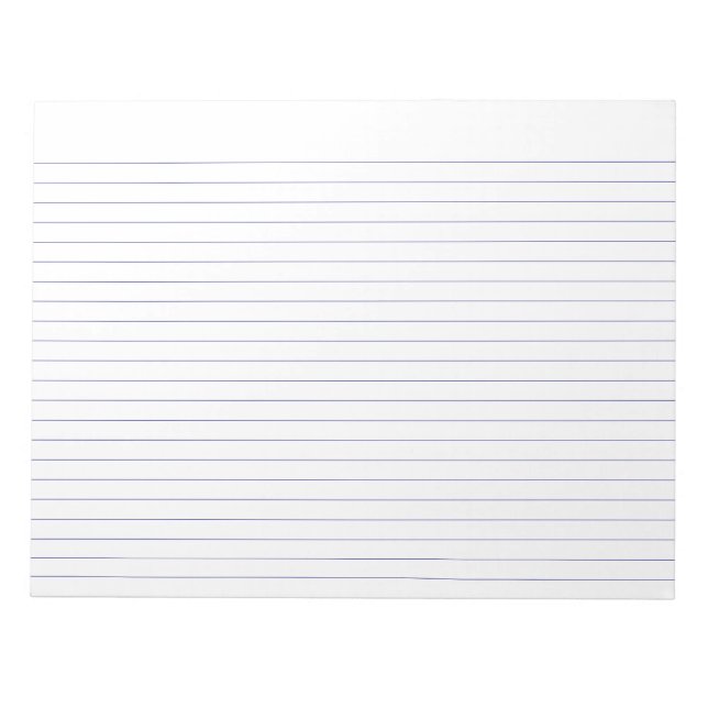 White and Deep Blue Lined Landscape Notepad (Front)