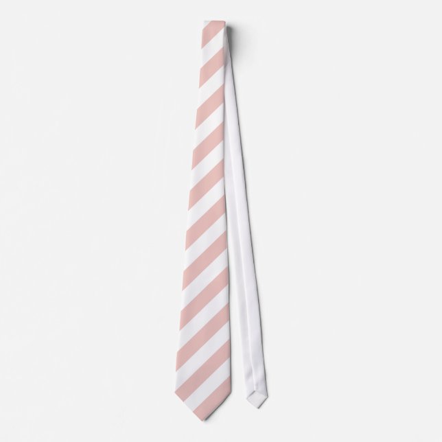 White and Dusty Rose Diagonal Stripes Tie (Front)