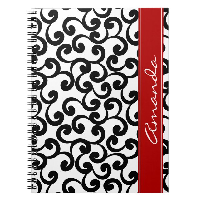 White and Ebony Monogrammed Elements Print Notebook (Front)
