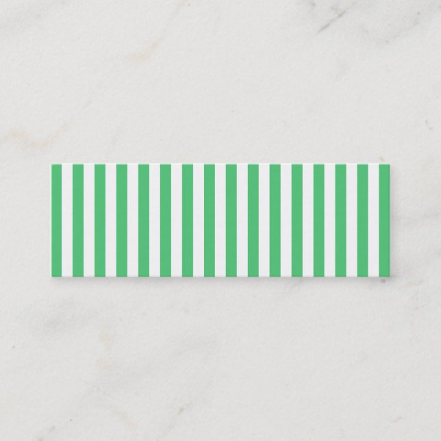 White and Emerald Vertical Stripes Mini Business Card (Front)