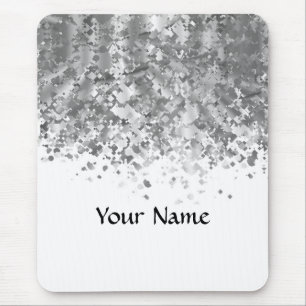 White and faux glitter personalised mouse pad