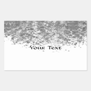 White and faux glitter personalised rectangular sticker