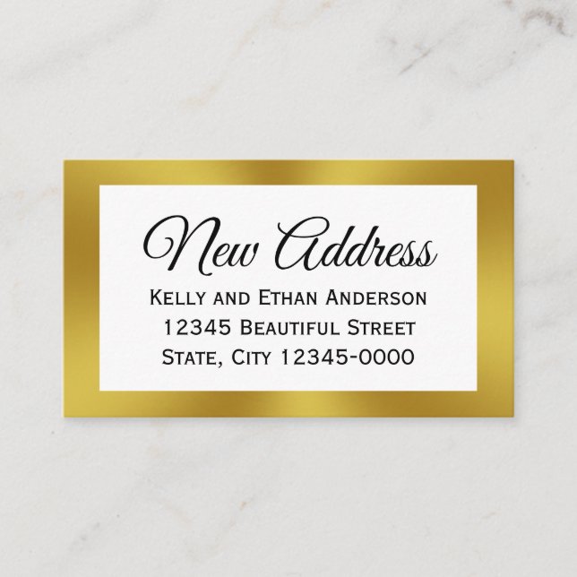 White and Faux Gold New Address Address Insert (Front)