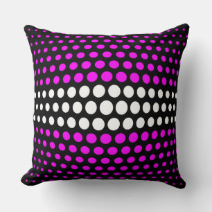 White and Fuchsia Polka Dots Pattern Cushion