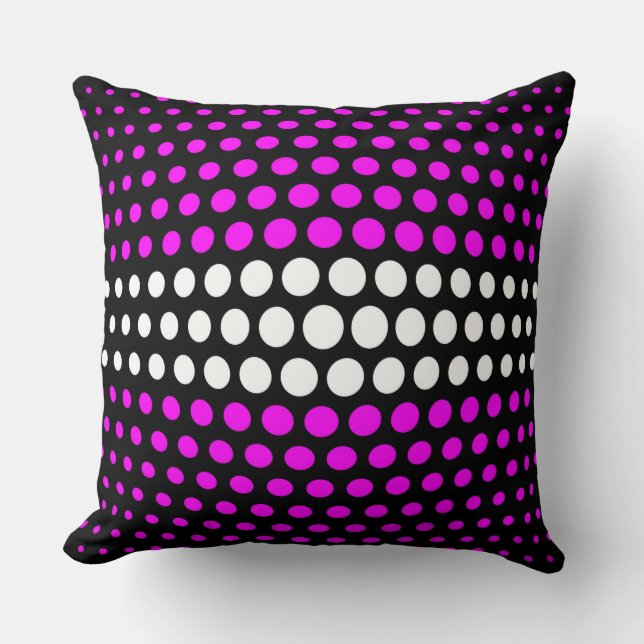 White and Fuchsia Polka Dots Pattern Cushion (Front)