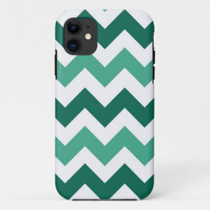 White and Generic Viridian Chevron Zigzap Pattern iPhone 11 Case