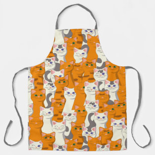 White and ginger cats pattern green eyes blue eyes apron