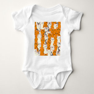 White and ginger cats pattern green eyes blue eyes baby bodysuit