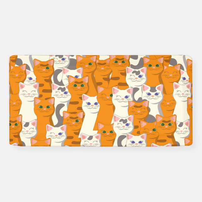 White and ginger cats pattern green eyes blue eyes banner (Horizontal)