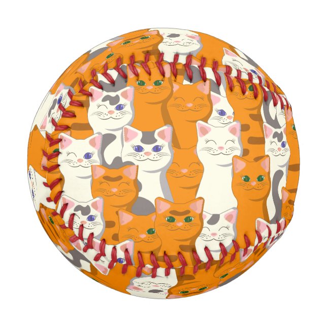 White and ginger cats pattern green eyes blue eyes baseball (Back Right)