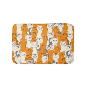 White and ginger cats pattern green eyes blue eyes bath mat