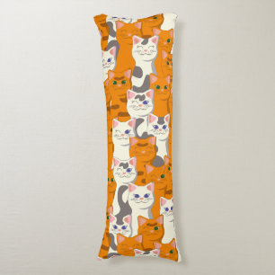 White and ginger cats pattern green eyes blue eyes body cushion