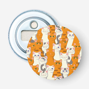 White and ginger cats pattern green eyes blue eyes bottle opener