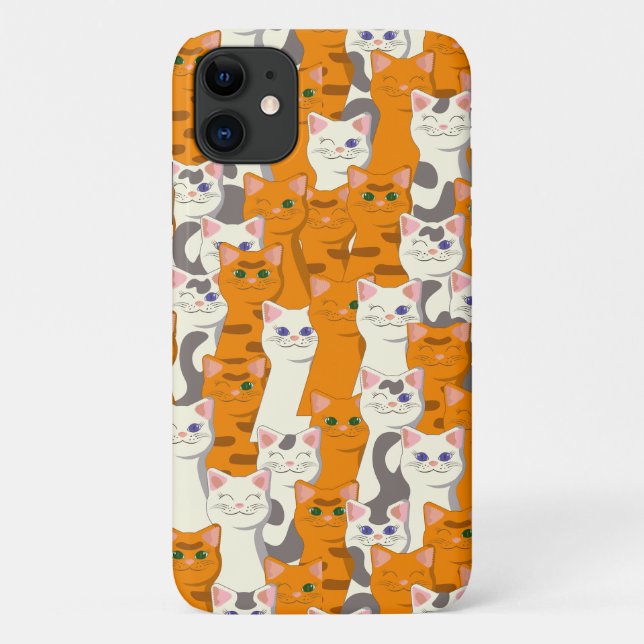 White and ginger cats pattern green eyes blue eyes Case-Mate iPhone case (Back)