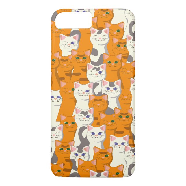 White and ginger cats pattern green eyes blue eyes Case-Mate iPhone case (Back)