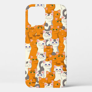 White and ginger cats pattern green eyes blue eyes iPhone 12 case