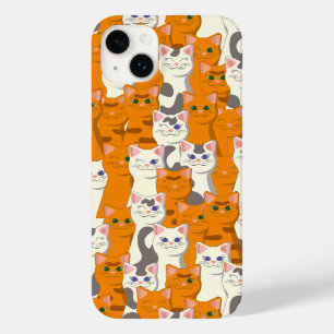 White and ginger cats pattern green eyes blue eyes Case-Mate iPhone 14 plus case