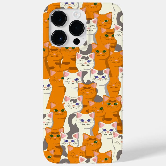 White and ginger cats pattern green eyes blue eyes Case-Mate iPhone case (Back)