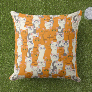 White and ginger cats pattern green eyes blue eyes cushion