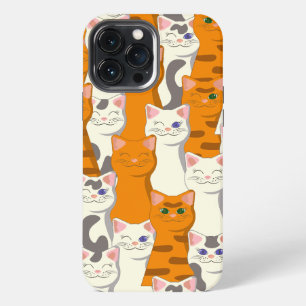 White and ginger cats pattern green eyes blue eyes iPhone 13 pro max case