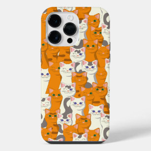 White and ginger cats pattern green eyes blue eyes iPhone 14 pro max case