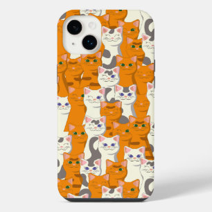 White and ginger cats pattern green eyes blue eyes iPhone 14 plus case