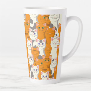 White and ginger cats pattern green eyes blue eyes latte mug
