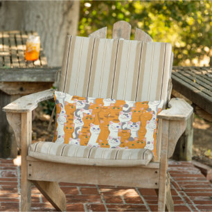 White and ginger cats pattern green eyes blue eyes lumbar cushion