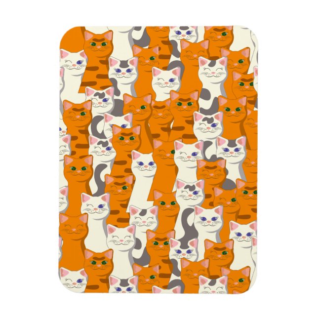 White and ginger cats pattern green eyes blue eyes magnet (Vertical)