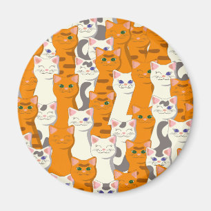 White and ginger cats pattern green eyes blue eyes magnet