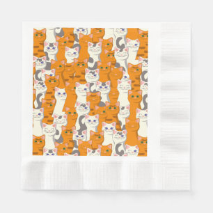 White and ginger cats pattern green eyes blue eyes napkin