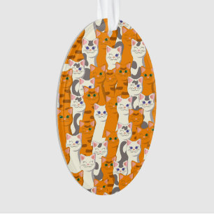 White and ginger cats pattern green eyes blue eyes ornament