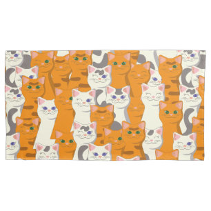 White and ginger cats pattern green eyes blue eyes pillowcase