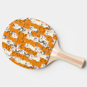 White and ginger cats pattern green eyes blue eyes ping pong paddle