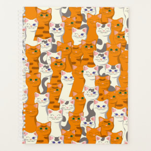 White and ginger cats pattern green eyes blue eyes planner