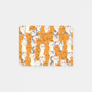 White and ginger cats pattern green eyes blue eyes post-it notes