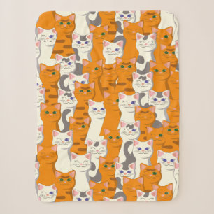 White and ginger cats pattern green eyes blue eyes sherpa blanket