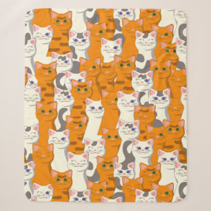 White and ginger cats pattern green eyes blue eyes sherpa blanket
