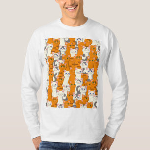 White and ginger cats pattern green eyes blue eyes T-Shirt