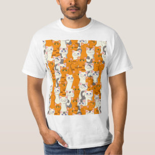 White and ginger cats pattern green eyes blue eyes T-Shirt