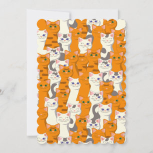 White and ginger cats pattern green eyes blue eyes thank you card
