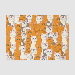White and ginger cats pattern green eyes blue eyes tissue paper
