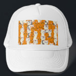 White and ginger cats pattern green eyes blue eyes trucker hat<br><div class="desc">Seamless pattern with white,  ginger,  stripped,  tabby and spotted cats</div>