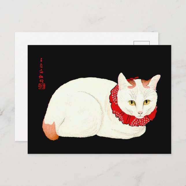 White and Ginger Japanese Cat Postcard (Front/Back)