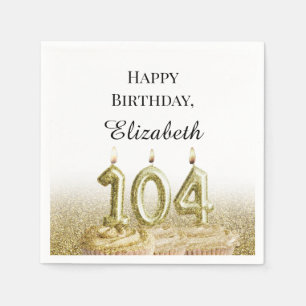 White and Gold 104th Birthday Napkins