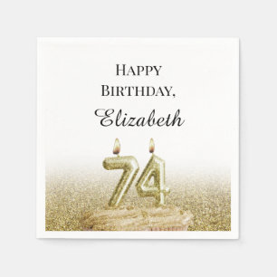 White and Gold 74th Birthday Napkins