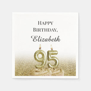 White and Gold 95th Birthday Napkins